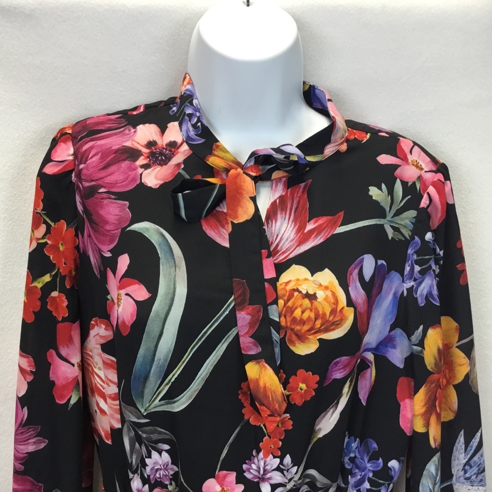 J. Crew Tie Neck Ruffle Midi Dress in Midnight Dutch Floral Size 6 - Picture 4 of 14